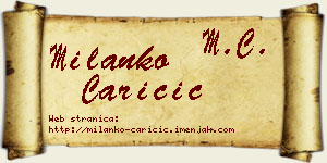 Milanko Caričić vizit kartica